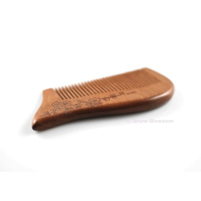 Sweet Peach Wood Comb For Pocket 004 - Snow Blossom Limited