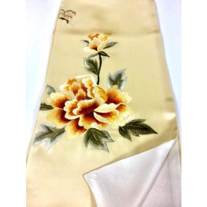 Hand Embroidered Silk Scarf - Snow Blossom Limited