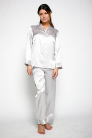 Silk Pyjamas For Ladies - Silver Grey - Snow Blossom Limited