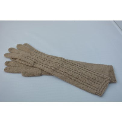 Pure Cashmere Gloves - Cable Long - Snow Blossom Limited