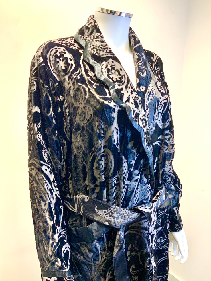 Silk Dressing Gown With Silk Lining - Rosemary - Snow Blossom Limited