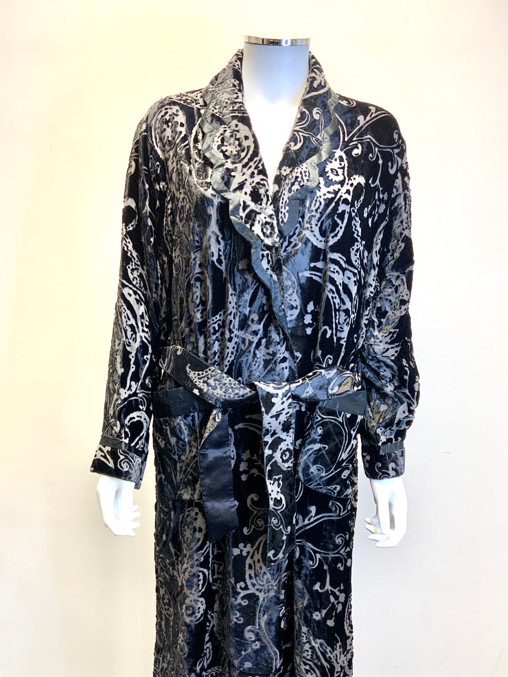 Silk Dressing Gown With Silk Lining - Rosemary - Snow Blossom Limited