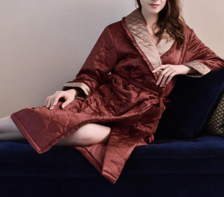 padded silk dressing gown 1930s/40s Quilted Silk Dressing Gown by Freny Paris XS/S The Lady Next Door