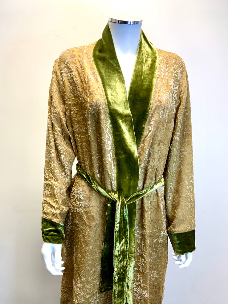 Silk Dressing Gown With Silk Lining - Rosemary - Snow Blossom Limited