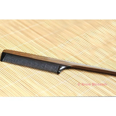 Vera Wood/Buffalo Horn Long Tail Comb - Snow Blossom Limited