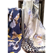 100% Pure Silk Scarves - Rose & Leopard - Snow Blossom Limited