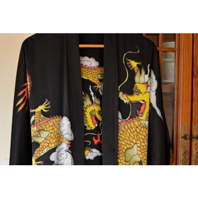 Hand Painted Silk Kimono For Men - Snow Blossom Limited