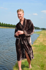 Silk Velvet Dressing Gown For Men - Snow Blossom Limited